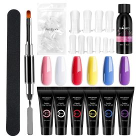 Manicure Set Poly Extension Nail Kit Gel Nails Complete Kit Gel For Extension Semi Permanent UV Varnish Kit Nail Tools Sets (Color: 6PC New Gel Set2)